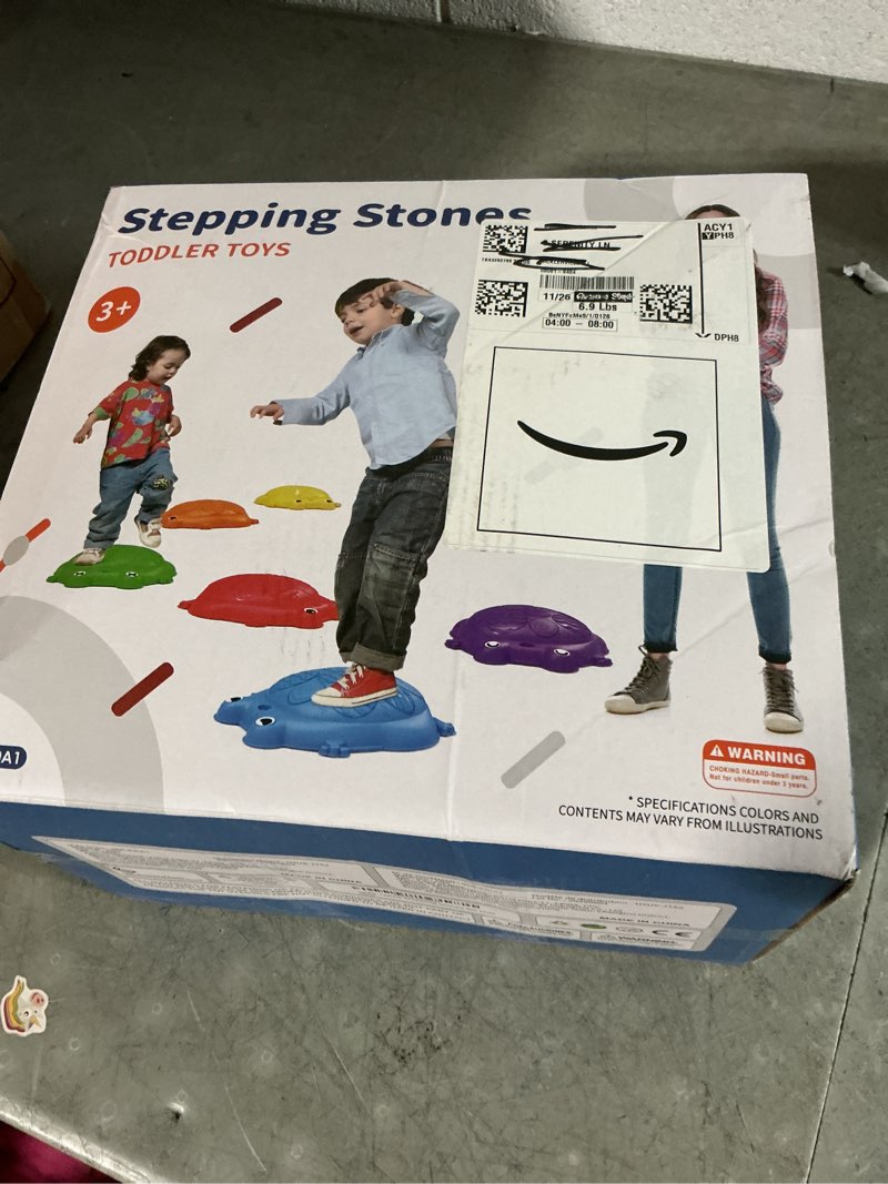 Condition photo showing New/Like New for hyes stepping stones for kids, 12pcs non-slip balance steps stones for toddler 1-3, obstacle courses sensory toys, coordination game gift for boys girls indoor outdoor play ages 3-5
