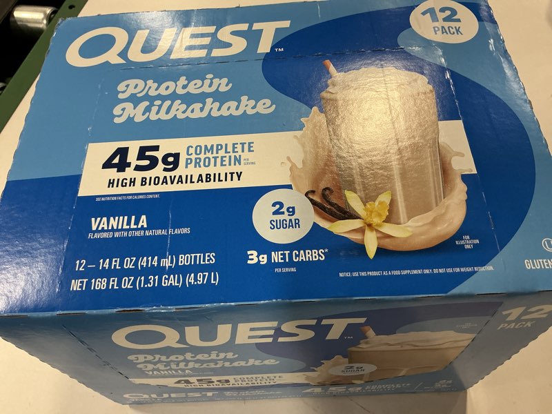 Condition photo showing New/Like New for Quest Nutrition Protein Milkshake, Vanilla, 45g Protein, 2g Sugar, High Protein, Low Sugar, Gluten Free, 1 Count(BEST BY 01/24/2026