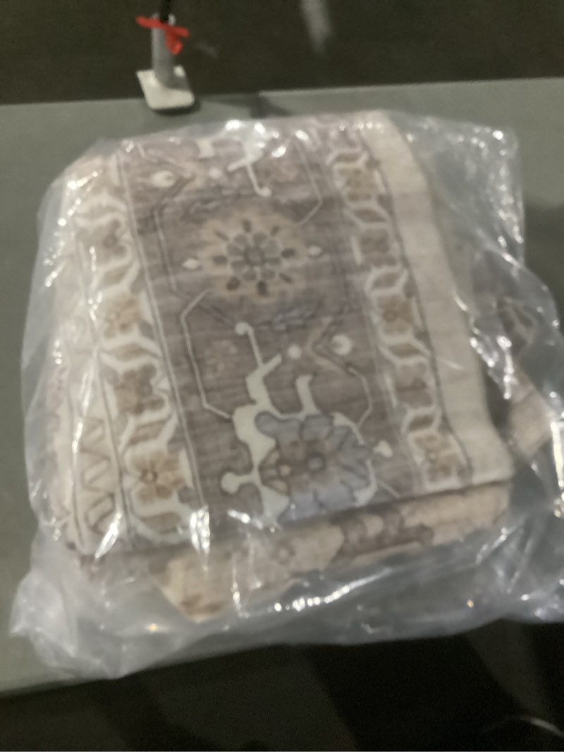 Condition photo showing Good Condition for area rug 8x10 vintage rug: large washable indoor medallion rugs low pile distressed floor carpet retro accent rug for living room bedroom kitchen dining table home office(beige, 8'x10') beige 8' x 10' (rectangular)