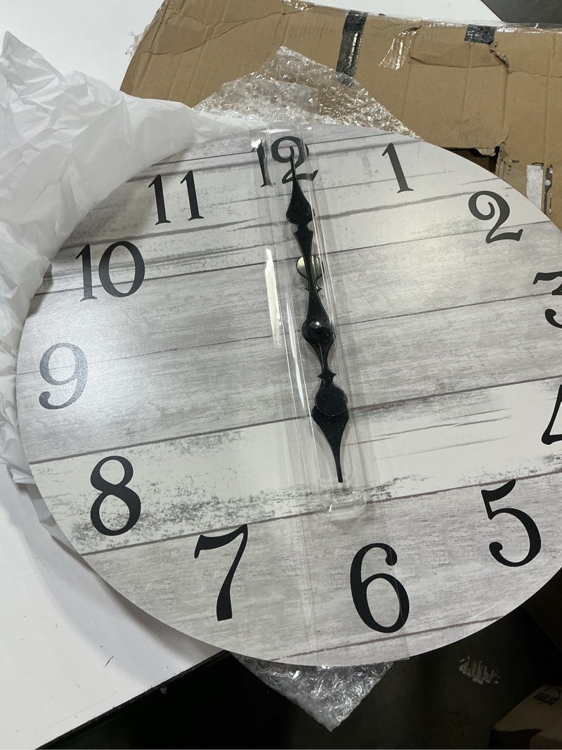 Condition photo showing New/Like New for kecyet 14 inch wall clock battery operated gray white silent farmhouse | round analog clock; large easy-read dial for bathroom, kitchen, bedroom & living room; 1 aa battery (not included)