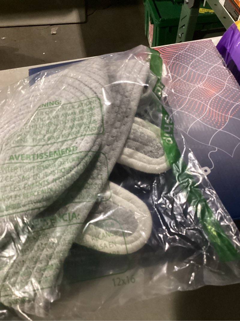 Condition photo showing Good Condition for Sea Team Easter Bunny Basket for Eggs Hunt, Easter Eggs Bucket, Small Woven Cotton Rope Tote Bag with Rabbit Ears & Teeth for Kids, Easter Days Decoration, Party, Holidays, Solid Gray Small (Pack of 1) Solid Grey Teeth