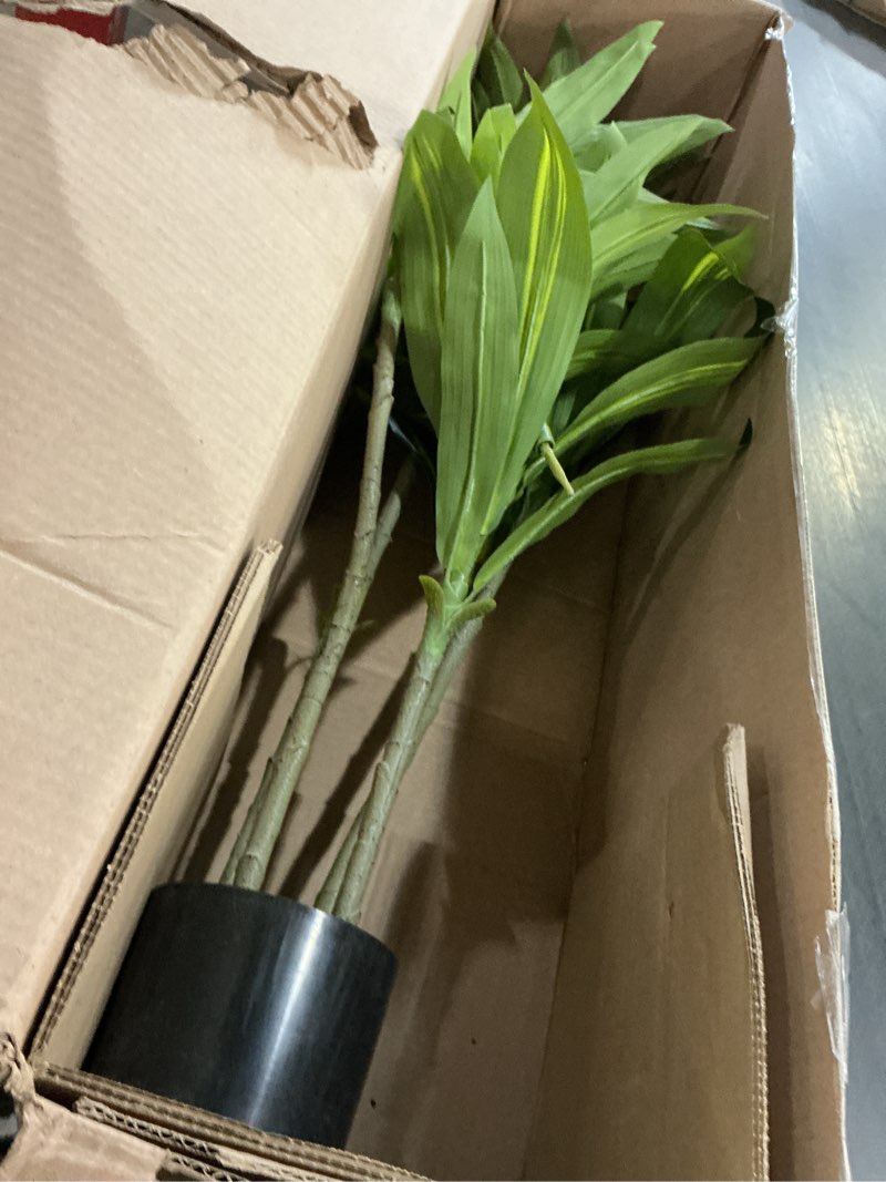 Condition photo showing Good Condition for dracaena plant artificial tree 4ft tall fake tropical floor plants potted (real touch) artificial silk tree leaf faux trees black tall planter for home office living room indoor outdoor decor 1 4ft