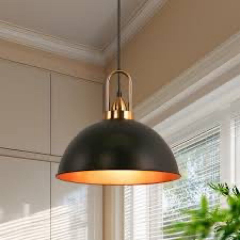 1-light matte black farmhouse pendant light hanging industrial ceiling lights fixture for kitchen island (2-pack)