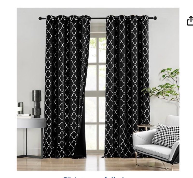 zjdecor short full blackout window curtain panels for bedroom,geometric moroccan pattern metallic foil drapes,room darkening heat blocking window treatment,grommet top,52\"wx63\"l(pack of 2),white/gold 52\"w x 63\"l (pack of 2) black/gold