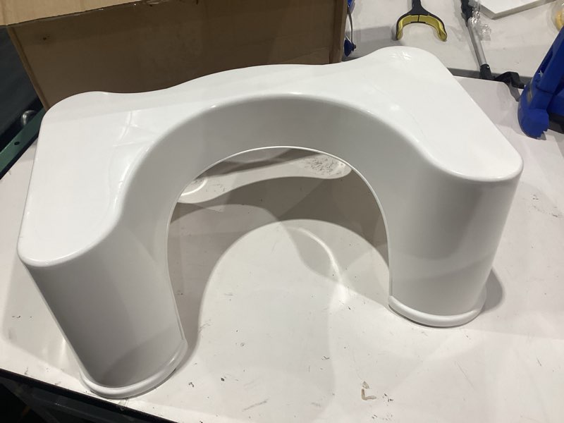 Condition photo showing As Is for squatty potty original bathroom toilet stool 9 inches tall - white | ergonomic squat footrest bathroom stool for improved bowel health and natural posture