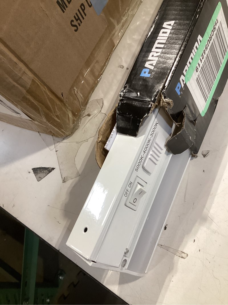 Condition photo showing Good Condition for PARMIDA LED Under Cabinet Lighting, Hardwired Installation, 12 Inch, 9W, 5CCT Color Selectable - 2700K/3000K/4000K/5000K/6000K, ETL Listed, 120V, Dimmable, 600 Lumens, White Finish White 12 Inch