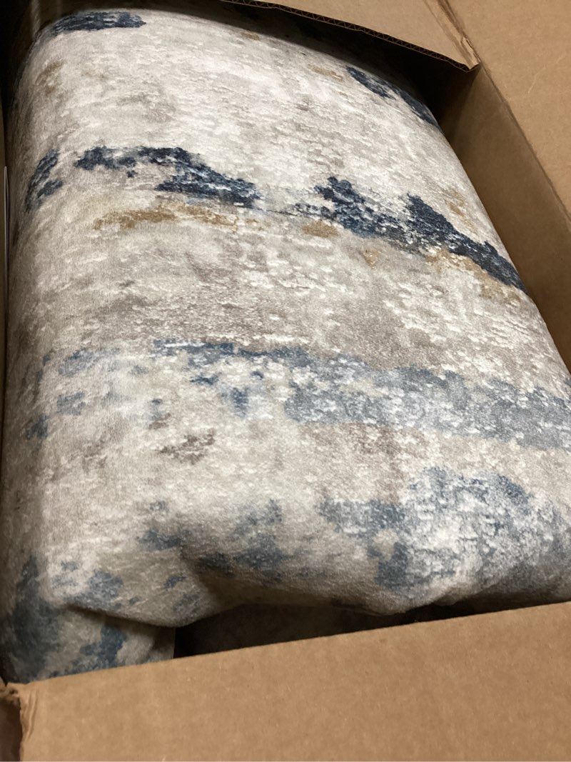 Condition photo showing Good Condition for area rugs 8x10 for living room: washable rug modern abstract neutral soft non-slip low-pile indoor large carpet for bedroom dining room playroom home office (blue grey brown, 8'x10') bluegreybrown 8' x 10' (rectangular)