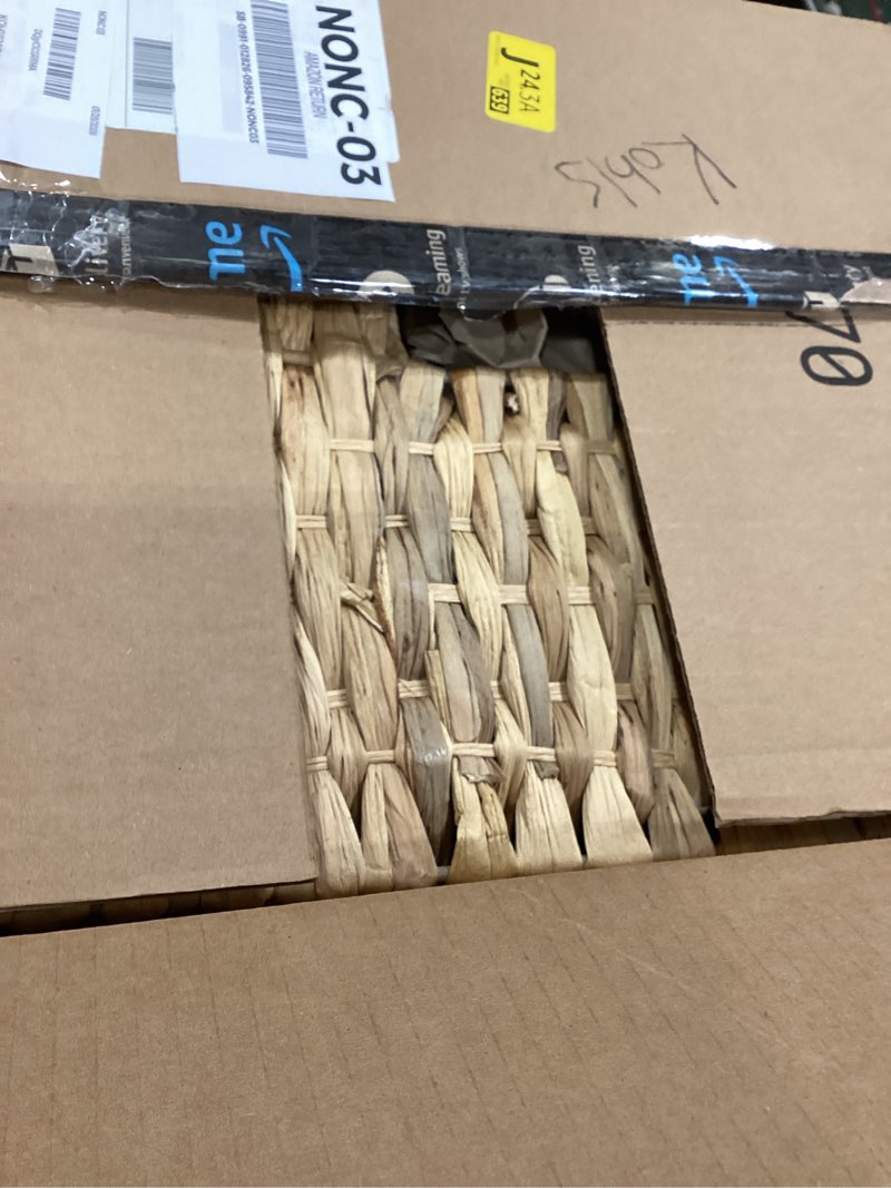 Condition photo showing Good Condition for YAHUAN Stair Basket with Handles, Woven Water Hyacinth Stair Baskets for Carpeted Stairs, Stair Storage Basket Staircase Basket for Wooden Stairs (Water Hyacinth)