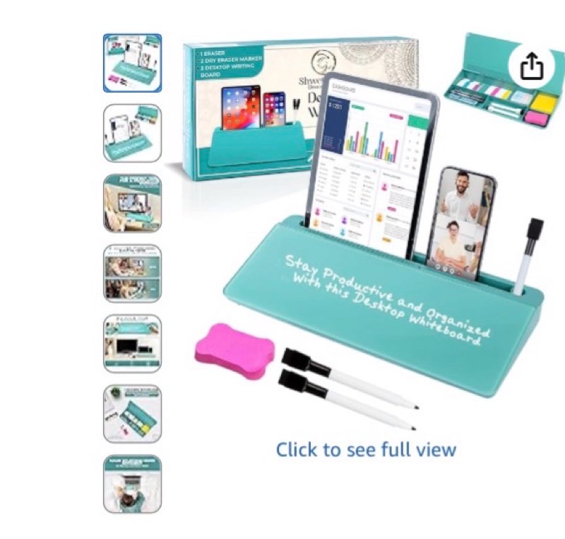 Shwet Vibes Glass Desktop Whiteboard for Quick Notes & Reminder – Desk Storage with Drawer – Compact