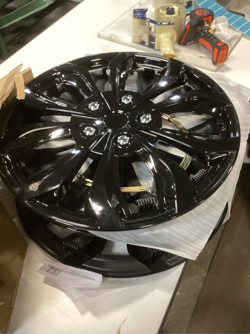 Condition photo showing Good Condition for ( similar) Fuel Rider 15 inch Gloss Black Universal Hubcap Wheel Covers for Standard Steel Wheels w/10 Split Spoke - Auto Tire Replacement Exterior Cap Cover