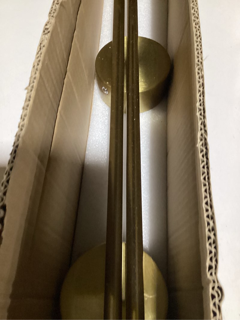 Condition photo showing New/Like New for Battery Operated Modern Wall Sconces, Dimmable Wireless Wall Light Set of Two with Remote Control, 3 Color Temperatures, Rechargeable LED Wall Sconce for Bedroom, Living Room, Hallway, 27.6 Inch Brass Brass 27.6 Inch