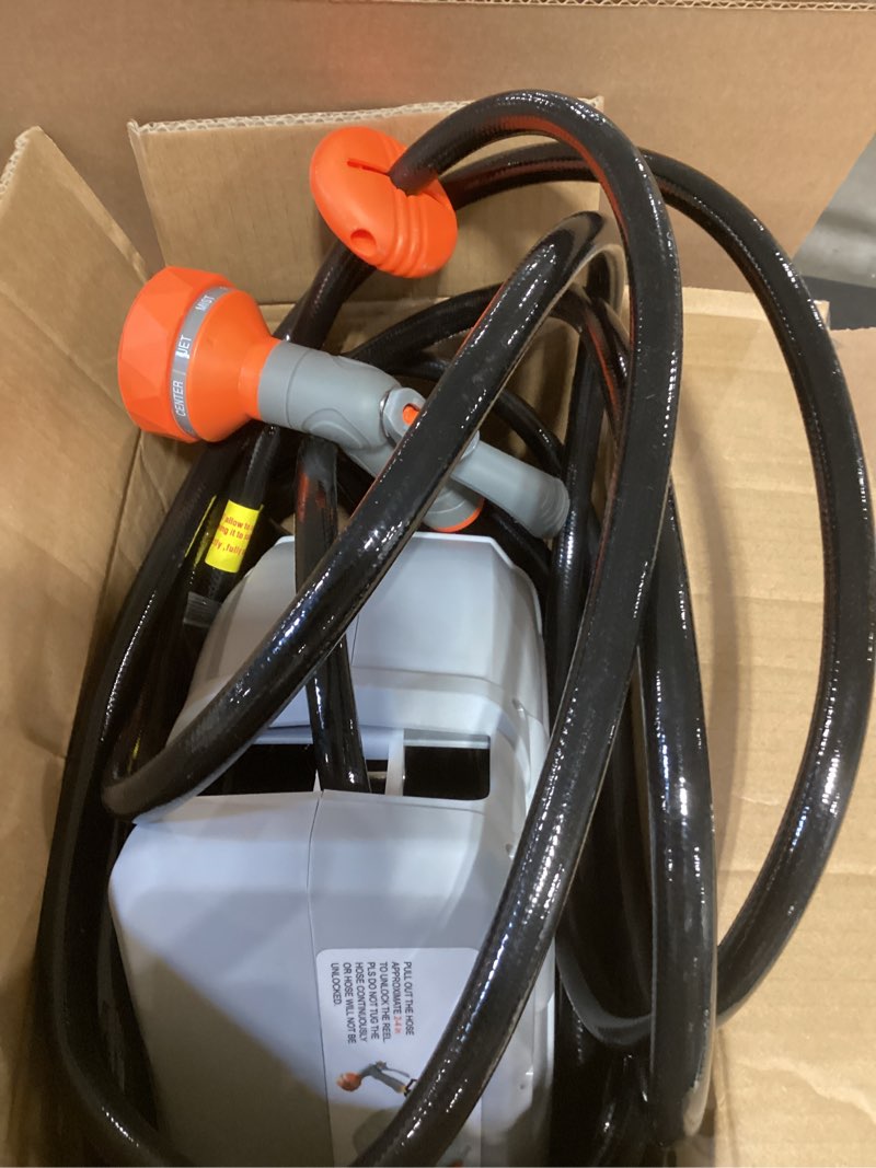Condition photo showing As Is for vevor retractable garden hose reel, 1/2 in x 50 ft, wall mounted hose reel with 9-function sprayer nozzle and 180° swivel bracket, any length lock, automatic slow rewind system, for garden watering 1/2" 50ft