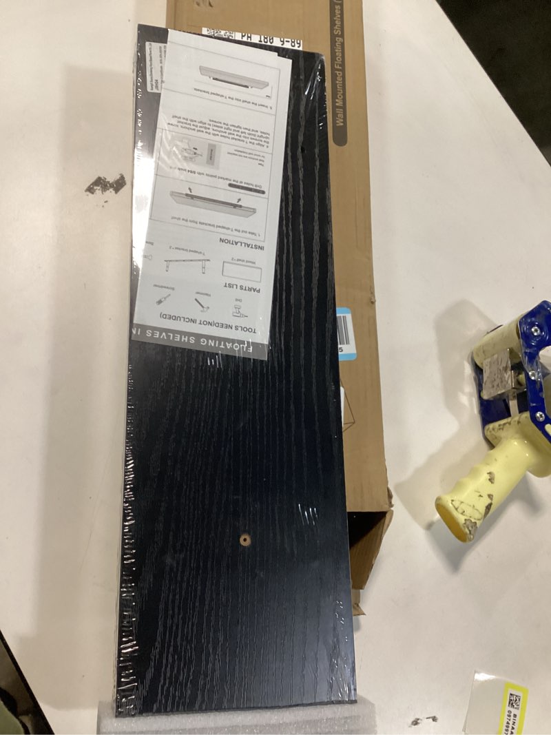 Condition photo showing New/Like New for BAYKA Floating Shelves for Wall, 22.5 inches Black Wall Shelves for Bathroom, Bedroom, Living Room, Kitchen & Book, Hanging Display Decor Organizer Shelf with 22 lbs Capacity A. Black - Universal Classic Style 22.5inches