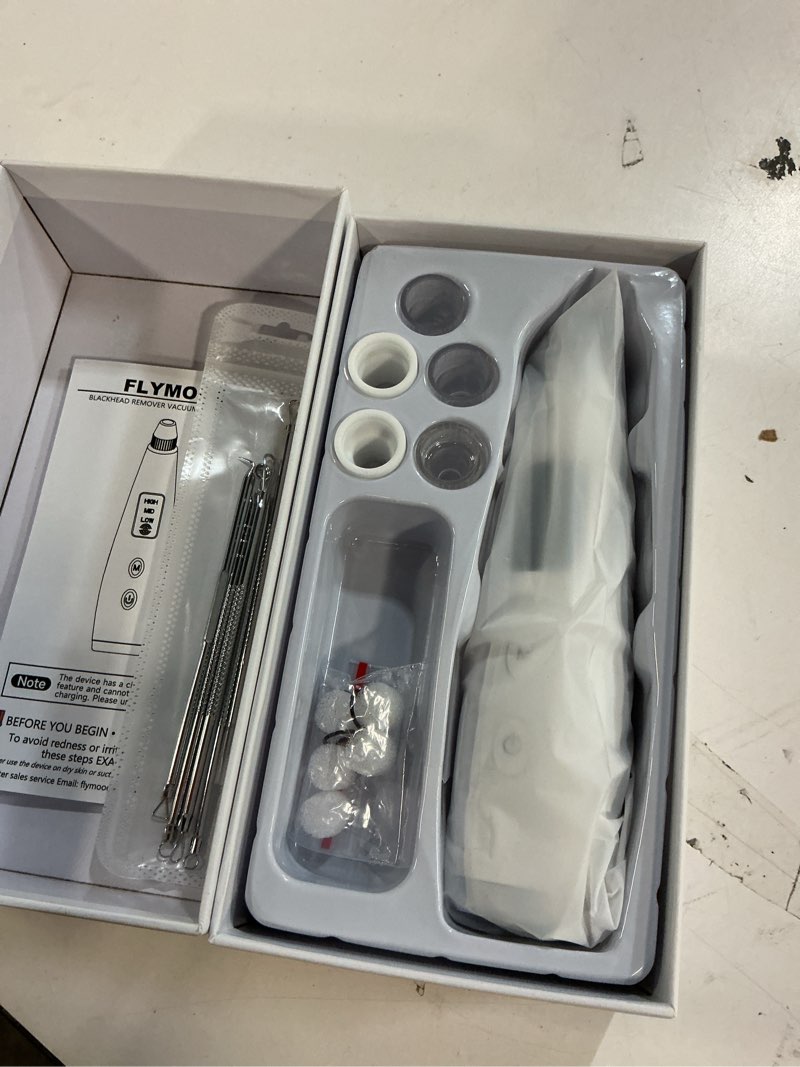 Condition photo showing As Is for rechargeable blackhead vacuum pore cleaner - 5 attachments & 3 suction levels for deep facial cleansing, usb-powered blackhead remover for women and men (white)