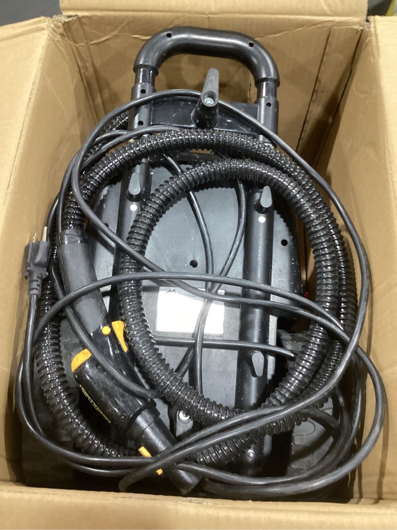 Condition photo showing As Is for mcculloch mc1385 deluxe canister steam cleaner, 2-hour runtime, chemical-free, 23 accessories: mop head, brushes & more - built for home, tile, carpet, furniture, & personal car detailing