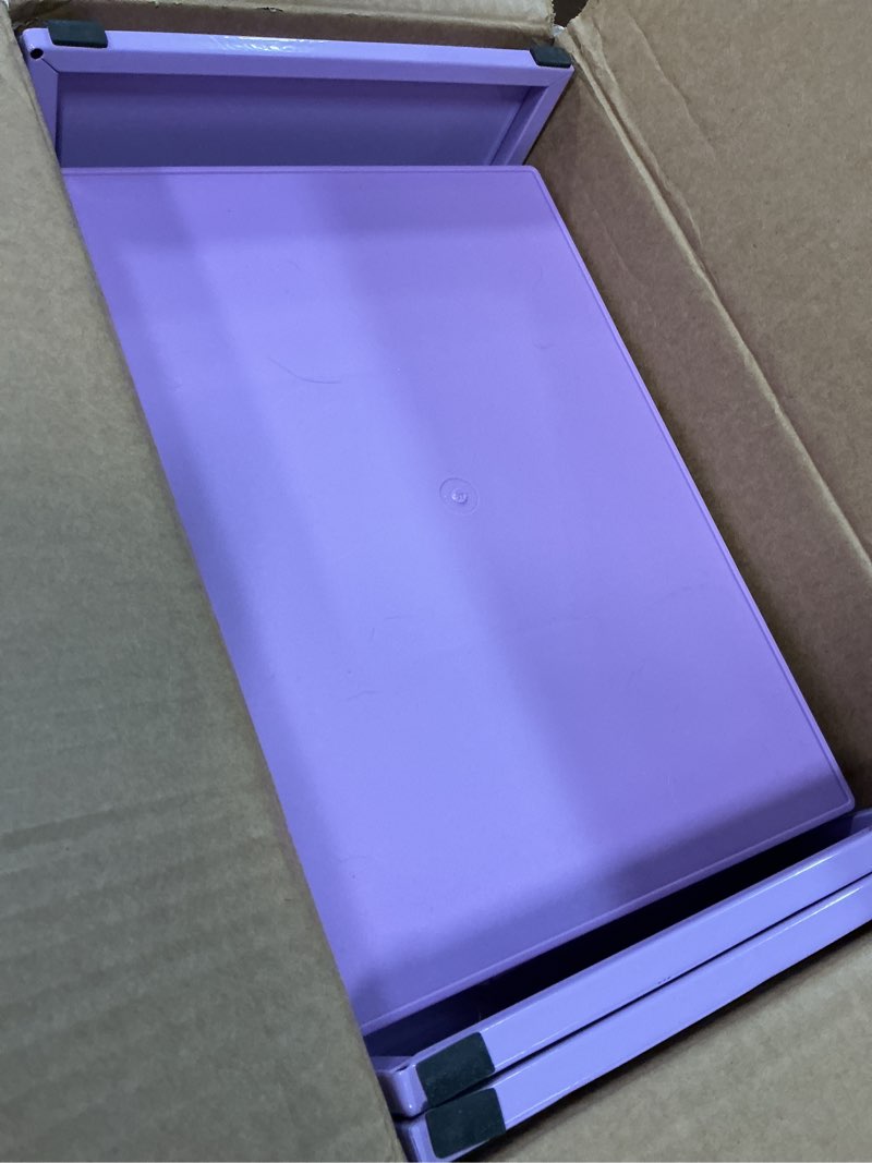 Condition photo showing Good Condition for opnice dual computer monitor stand riser with drawer, workspace desk organizer, office supplies desk accessories for women, purple