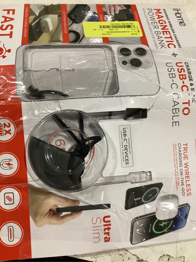 Condition photo showing Good Condition for ihome 5000mah magnetic power bank with 6ft usb-c cable, magsafe compatible, 20w rapid power delivery