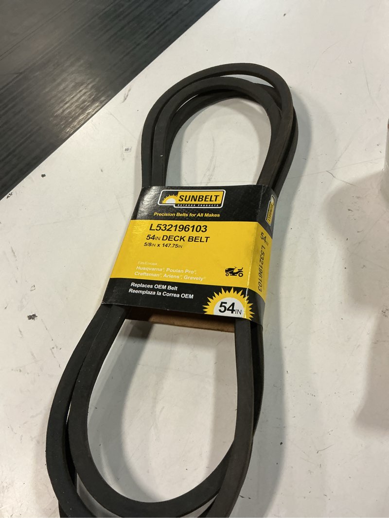 Condition photo showing Good Condition for sunbelt l-532196103 54-in deck belt for riding mower/tractors (5/8-in w x 147.75-in l)
