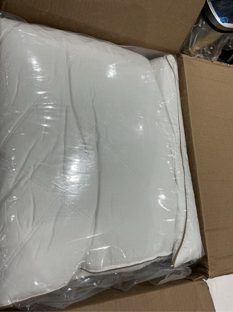Condition photo showing As Is for puredown® goose feathers and down pillow with diamond quilting with 100% cotton cover, pack of 2, king size classic white king (pack of 2)
