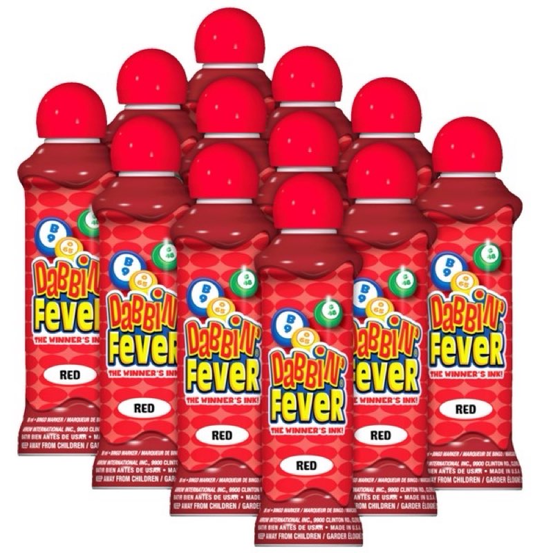 Dabbin' Fever Bingo Daubers One Dozen Ounce Ink Dabbers (Red)
