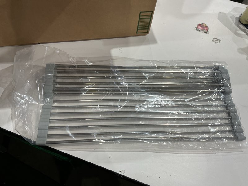 Condition photo showing Good Condition for roll up dish drying rack over sink drying rack sink cover kitchen sink accessories multipurpose organizer foldable stainless steel drainer (18 rods)
