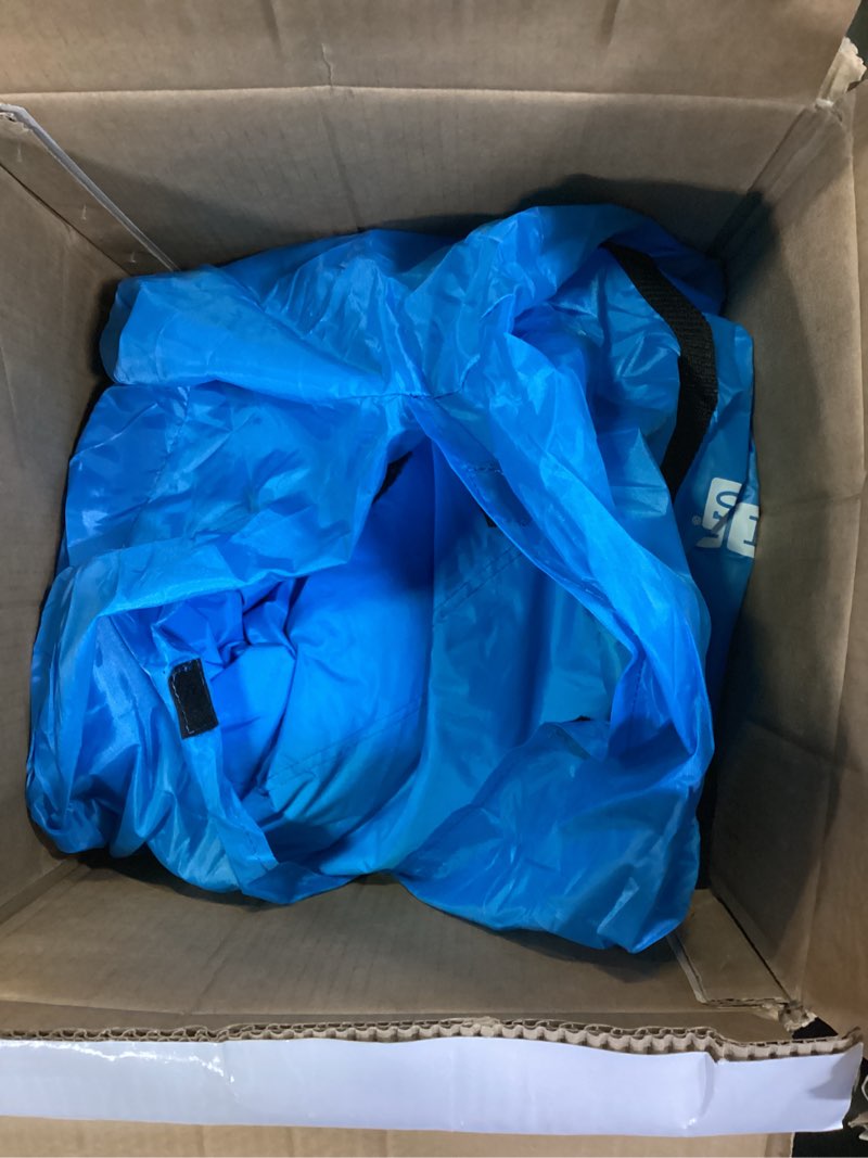 Condition photo showing As Is for [upgrade version] picasso toys kc102 12x10 foot inflatable bouncer jumping bouncing house, jump slide, dunk playhouse w/ basketball rim, 4 sports balls, full-size entry, 580w etl certified blower bounce house102