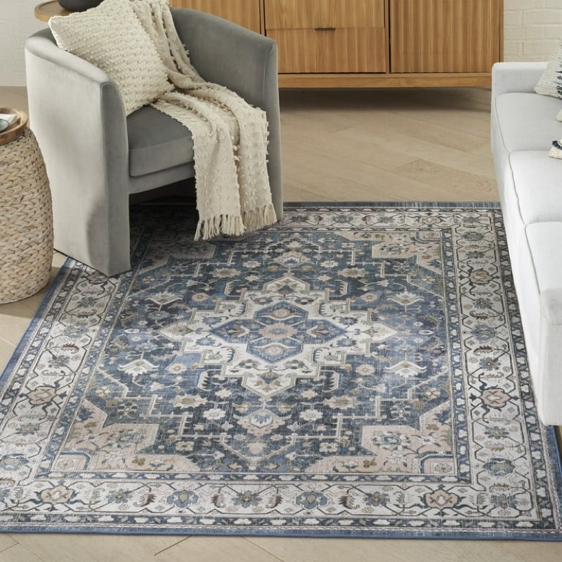 Nourison Vintage Home Bohemian Ivory Blue 6' x 9' Area Rug (6x9)
