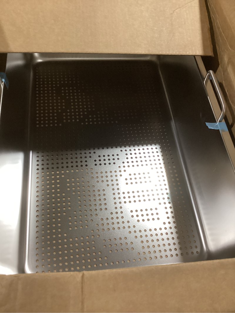 Condition photo showing As Is for (Incomplete)Kichwit Stainless Steel Cat Litter Box with High Sides Easy to Clean, Smooth Surface, Rust Resistant, 19.8\" x 13.8\" x 10\" (with Lid) 19.8\" L x 13.8\" W x 10\" H (with Lid)