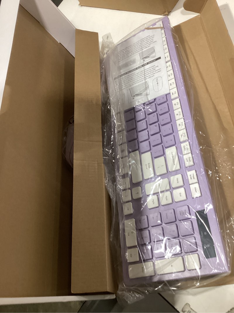 Condition photo showing Good Condition for Wireless Keyboard and Mouse Combo, Full-Sized Wireless Keyboard and Adjustable DPI Mouse, 2.4GHz USB Receiver, Silent Keyboard and Mouse for PC, Windows, MAC, Desktop, Laptop(Purple)