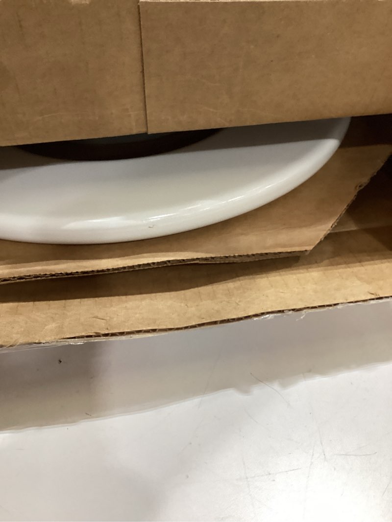 Condition photo showing As Is for bemis 500ec durable wood toilet seat with easy clean hinges, made in usa, round, white