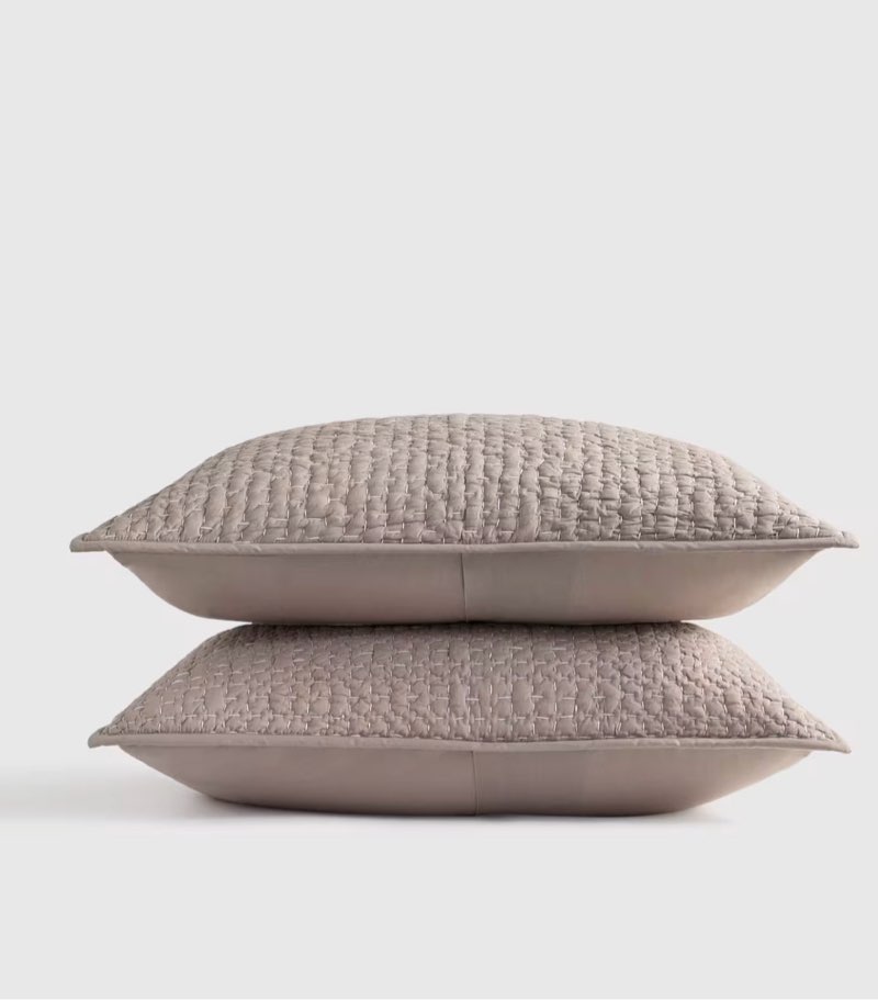 quince organic cotton hand stitched quilted sham set standard