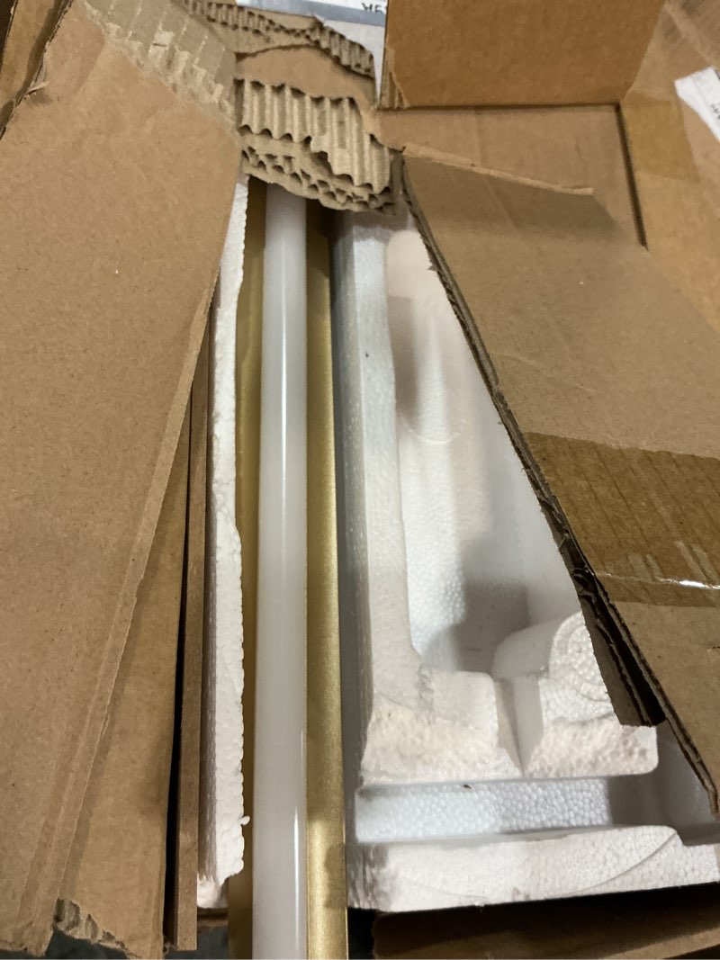 Condition photo showing Good Condition for edishine helix led floor lamp, 56" tall pole lamps 2700k-6000k dimmable, remote control & foot switch, modern minimalist standing corner lights for bedroom, living room, office, gold helix-gold