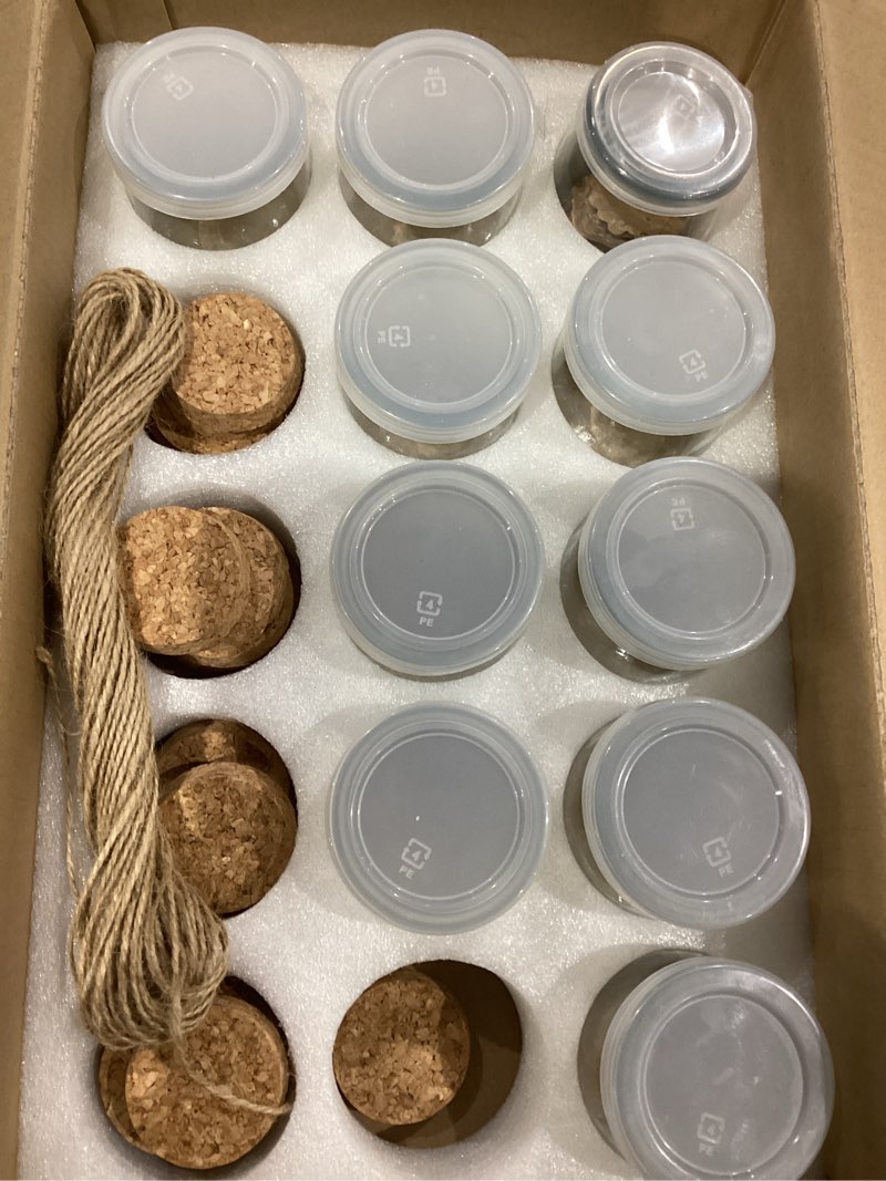 Condition photo showing New/Like New for Brajttt Mini Yogurt Jars 30 Pack, 7 oz Glass Favor Jars with Cork Lids, Pudding Containers with Lids, Mason Jar Wedding Favors Honey Pot with Label Tags and String 30pack