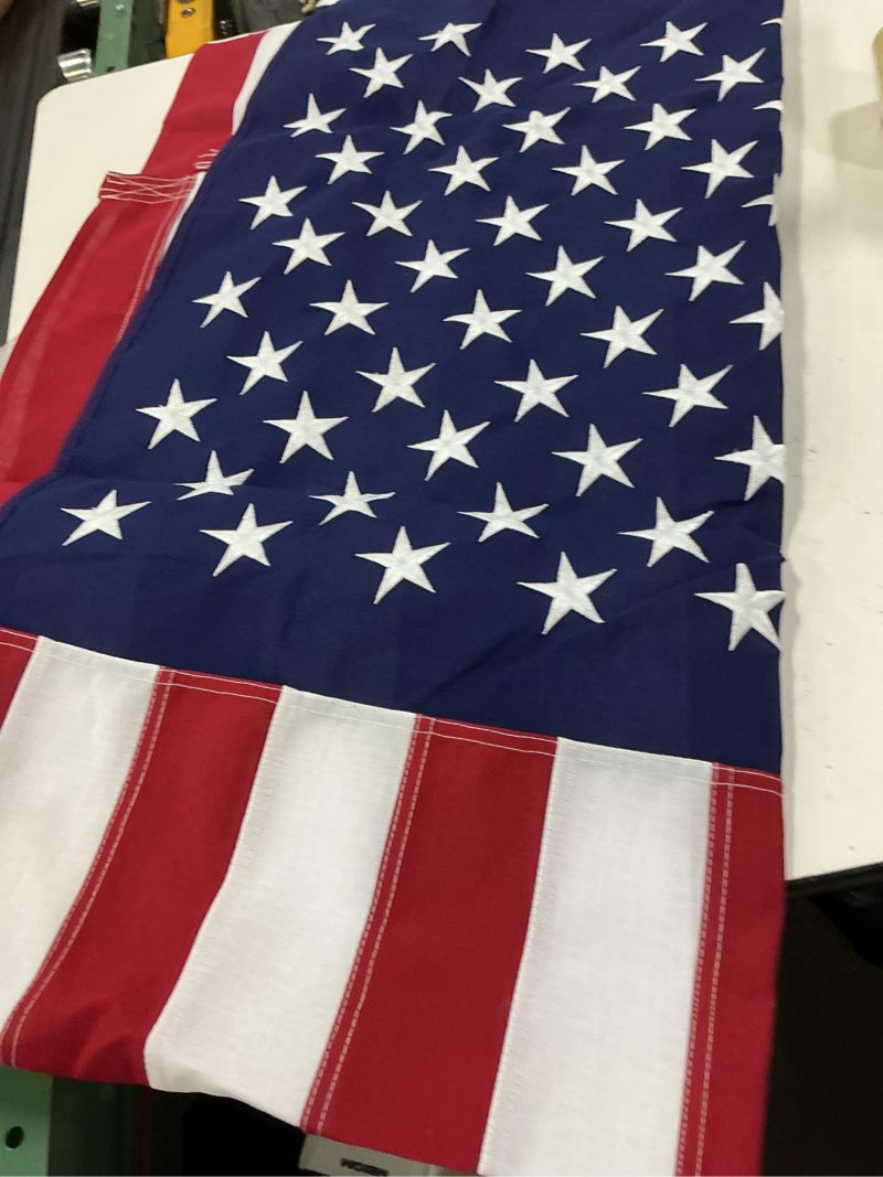 Condition photo showing Good Condition for american flag for outside 4x6 ft - tearproof series outdoor use us flags - long lasting, fade resistant - thick spun polyester usa banner - high wind united states flag - embroidered stars, sewn stripes, brass grommets 4 by 6 ft