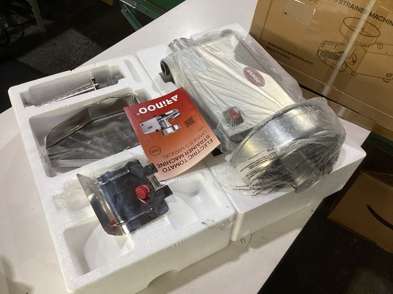 Condition photo showing New/Like New for electric tomato strainer, 450w tomato juicer maker machine | commercial stainless steel tomato press & sauce maker with pure copper motor for blueberry strawberry jam, 200-350 lbs/h 110v