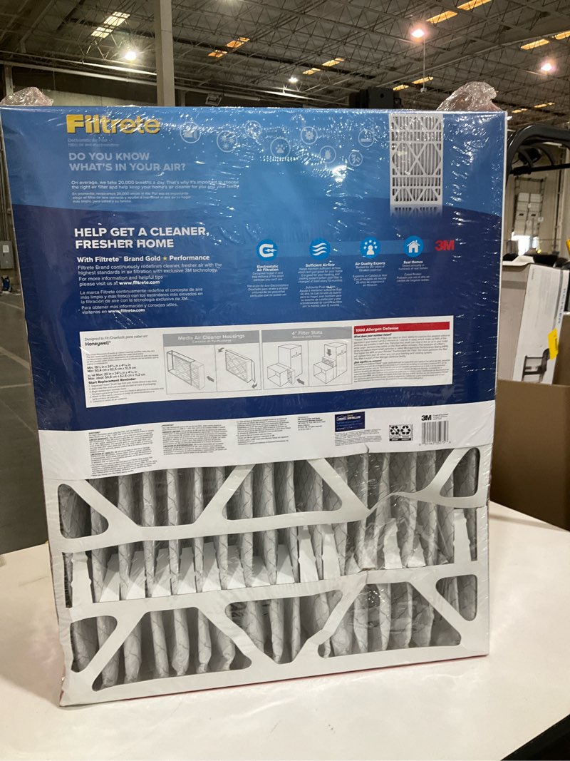 Condition photo showing As Is for filtrete 20 x 25 x 4 merv 11 1000 mpr allergen defense electrostatic pleated air filter 2 -pack
