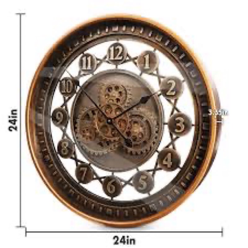 24 inch wall clock with moving gears large industrial steampunk metal clock antique gold oversized f