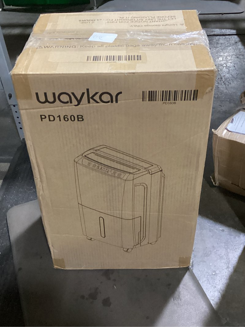 Condition photo showing As Is for Waykar 2000 Sq. Ft Dehumidifier for Home and Basements, with Auto or Manual Drainage, 0.66 Gallon Water Tank Capacity 34 Pints 2000 Sq. Ft