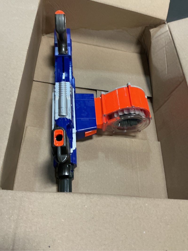 Condition photo showing As Is for nerf rampage n-strike elite toy blaster with 25 dart drum slam fire for kids, teens, & adults (amazon exclusive)