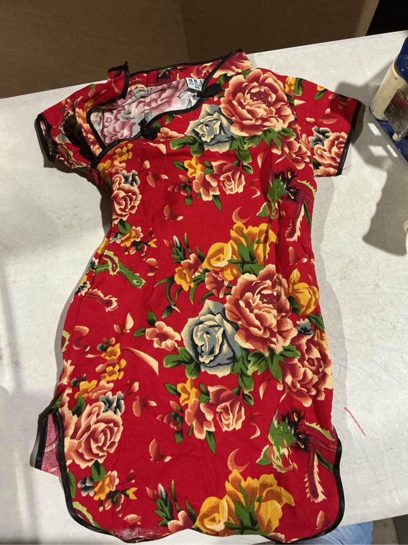 Condition photo showing As Is for Baby Girls Dress New Year Qipao Vintage Chinese Cheongsam Princess Costume Cotton Clothes Small Red