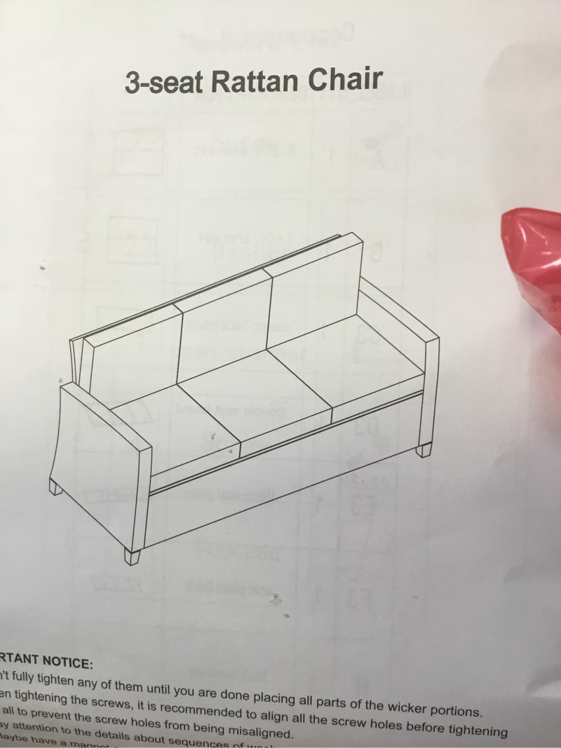 3-seat Rattan Chair YOZMOT011BU-A (this is one part of a set)