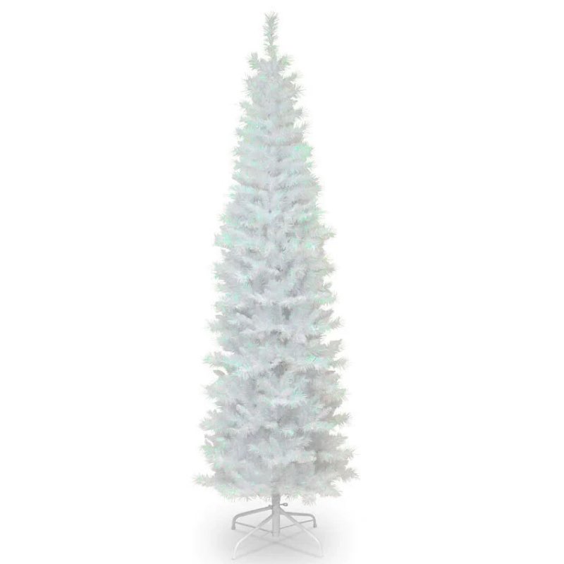 7ft White Iridescent Christmas Tinsel Tree with Metal Stand