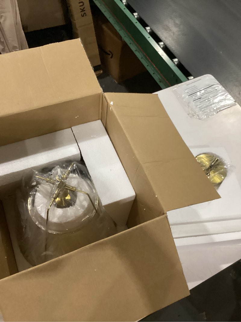 Condition photo showing Good Condition for modern pendant light fixtures with 13" off-white linen fabric shade, adjustable hanging light fixture,drum gold vintage chandelier for kitchen island bedroom dining room foyer entryway