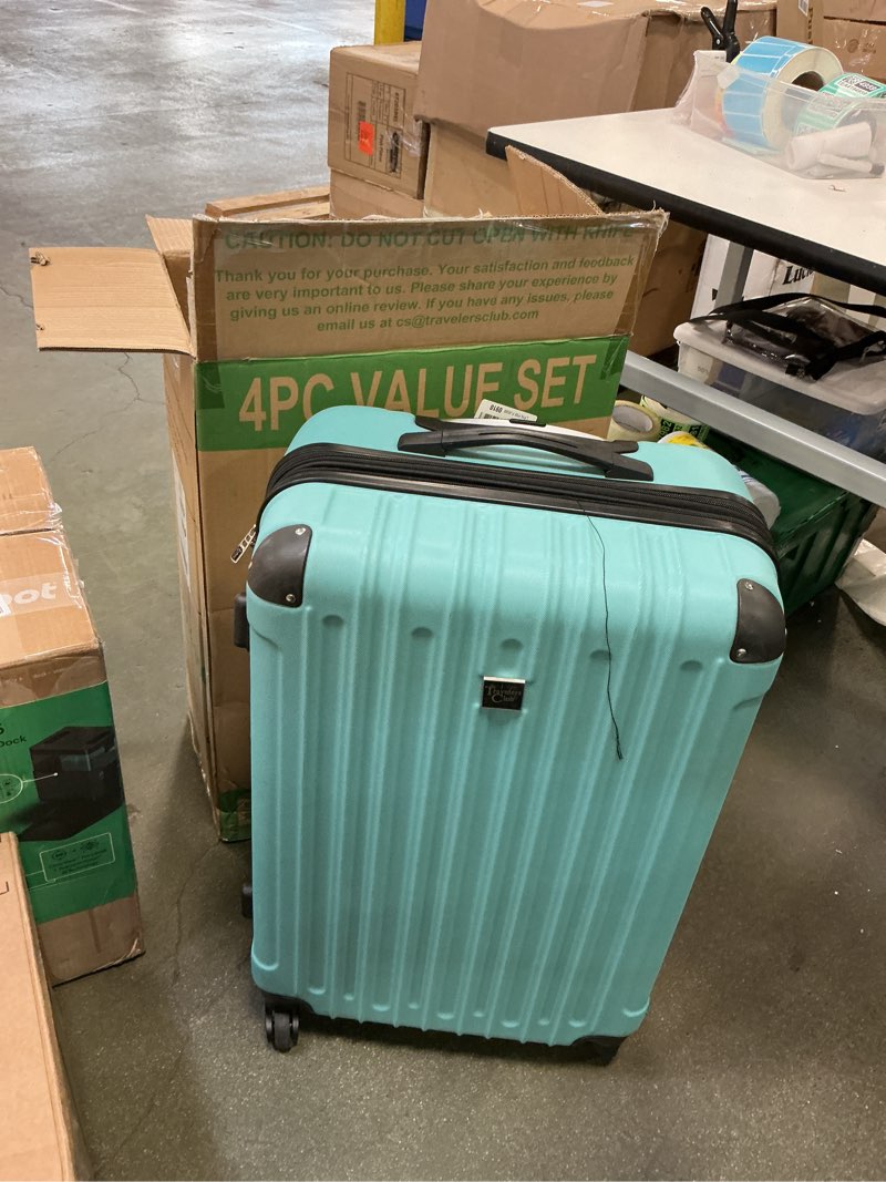 Condition photo showing As Is for Travelers Club Midtown Hardside Luggage Travel, Emerald, 4-Piece Set