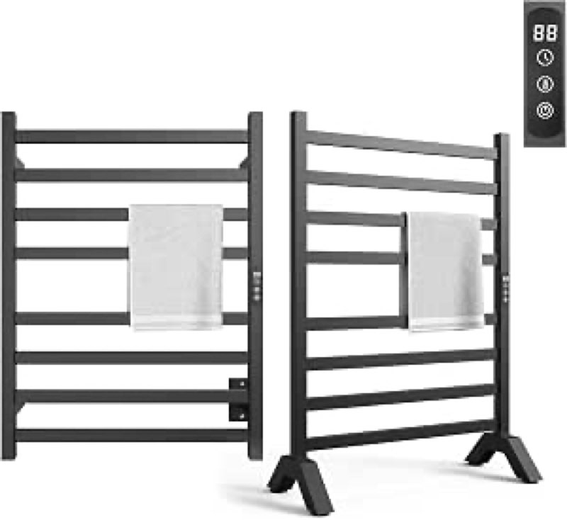 wondersky towel warmer rack, 8-bar stainless steel heated towel racks for bathroom - waterproof wall mounted towel warmers with timed & temperature controller, hard