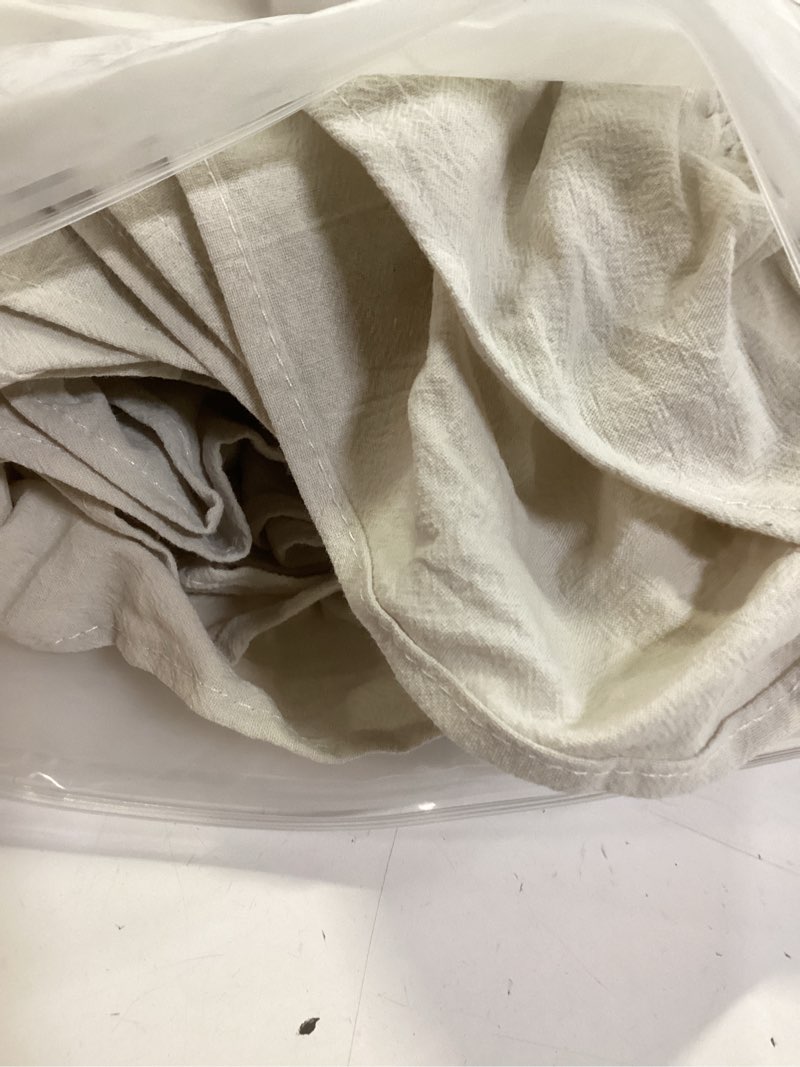 Condition photo showing Good Condition for retro farmhouse ruffle tablecloth cotton flounces trim washable table cover tablecloths for rectangle table baby shower kitchen party wedding decor 60''x102'' off-white 102" x 60" (rectangular)