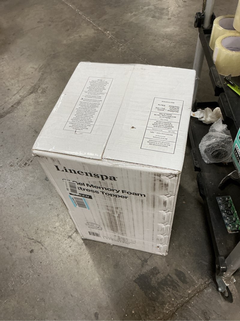 Condition photo showing New/Like New for linenspa memory foam mattress topper, queen size - 3 inch gel infused memory foam - plush feel - cooling and pressure relieving - certipur certified queen 3 inch classic gel