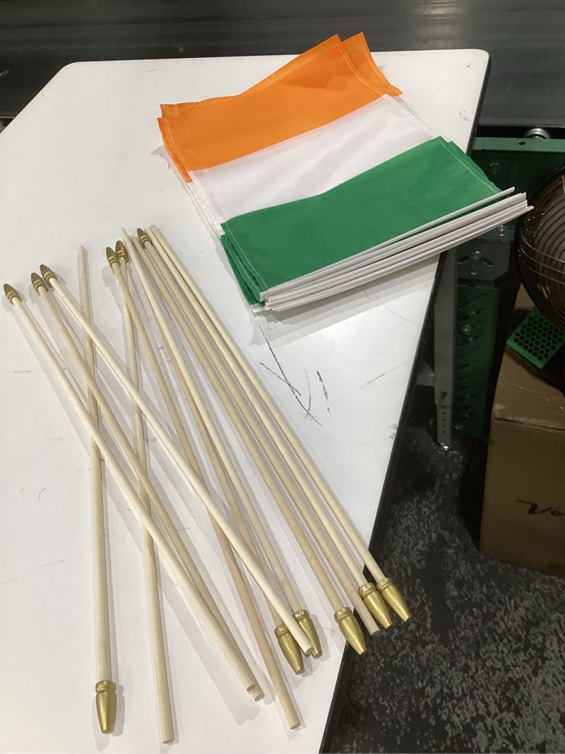Condition photo showing Good Condition for 12 pack ireland stick flags small 12x18 inch irish hand held flags with 24 inch wooden pole decorations