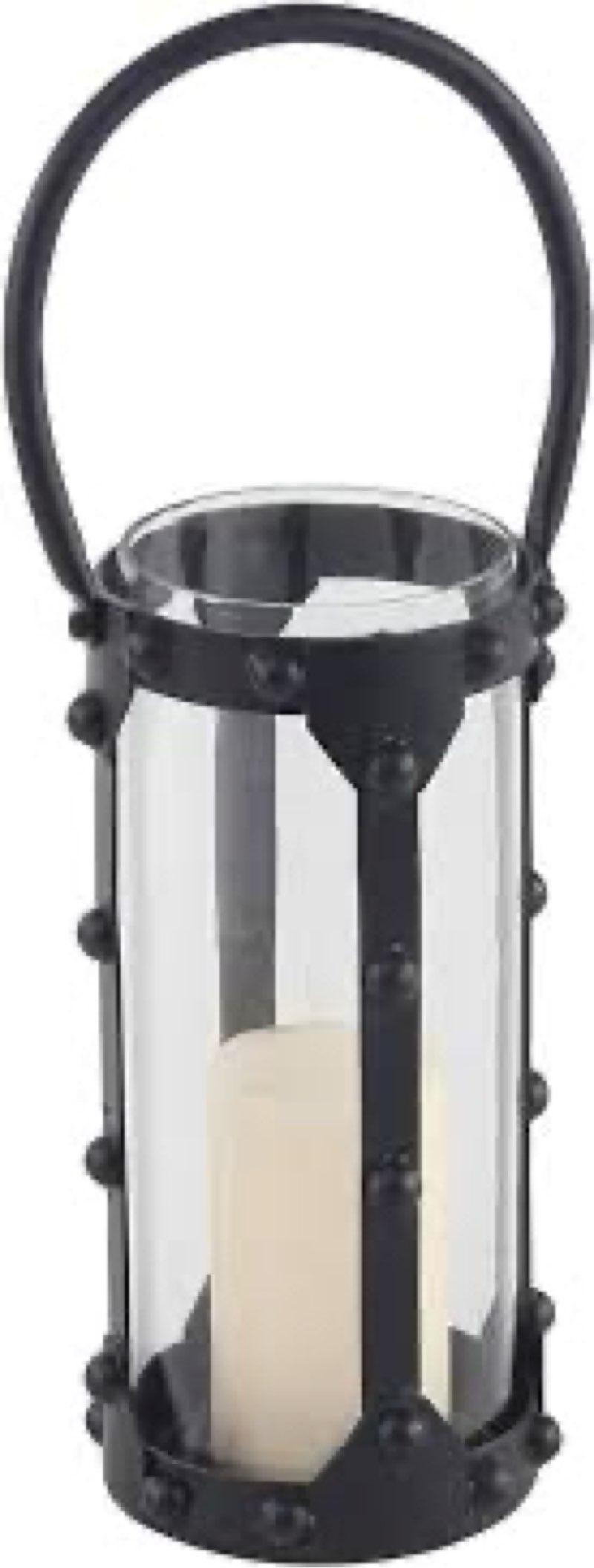 Deco 79 Modern Metal and Glass Cylindrical Candle Holder, 6\" W x 12\" H, Black, Clear
