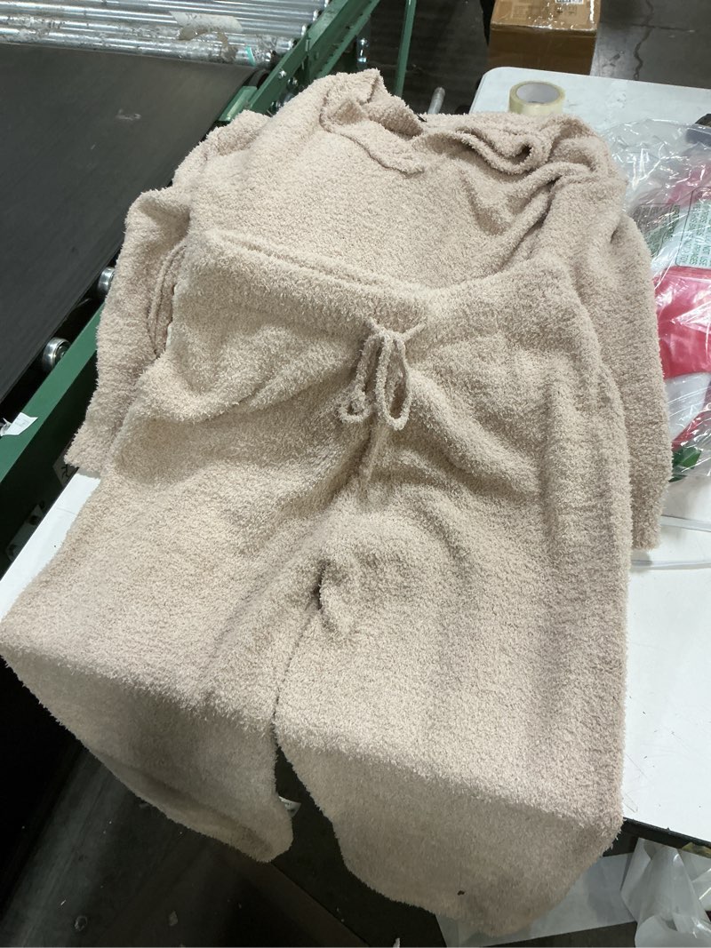 Condition photo showing As Is for MEROKEETY Women's Lounge Sets 2026 Fall Fashion 2 Piece Outfits Sweater Pajama Set Fuzzy Loungewear Matching Winter Clothes Medium Lightkhaki